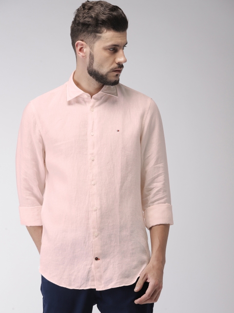 

Tommy Hilfiger Men Pink Fitted Solid Linen Casual Shirt