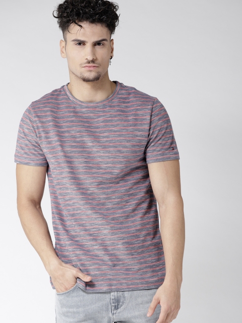 

Tommy Hilfiger Men Navy Blue & Red Striped Round Neck T-shirt