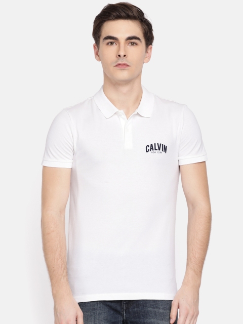 

Calvin Klein Jeans Men White Solid Polo Collar T-shirt