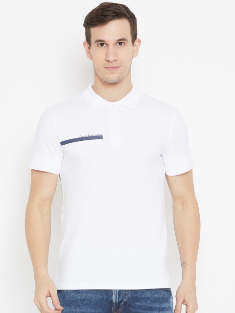 

Calvin Klein Jeans Men White Solid Polo Collar T-shirt