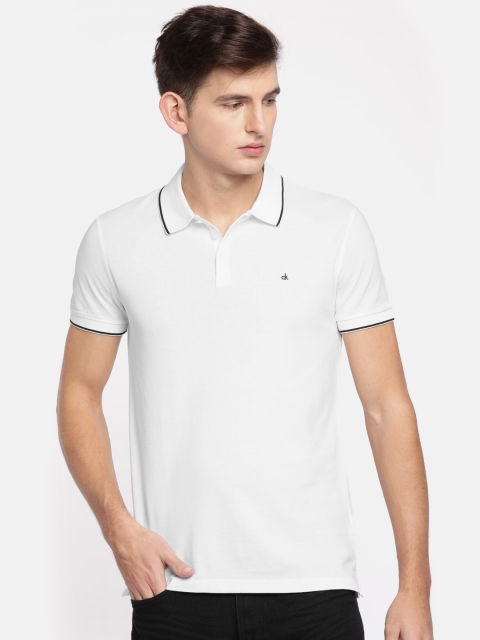 

Calvin Klein Jeans Men White Solid Polo T-shirt