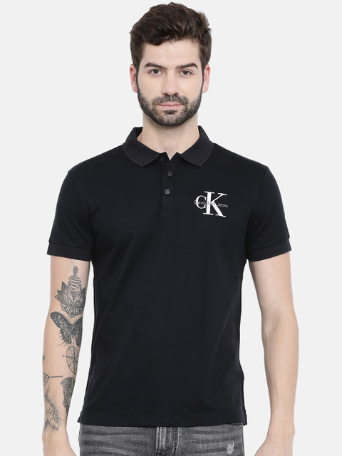 

Calvin Klein Jeans Men Black Solid Polo Collar T-shirt