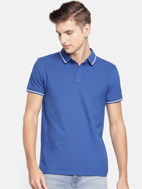 

Calvin Klein Jeans Men Blue Solid Polo Collar T-shirt