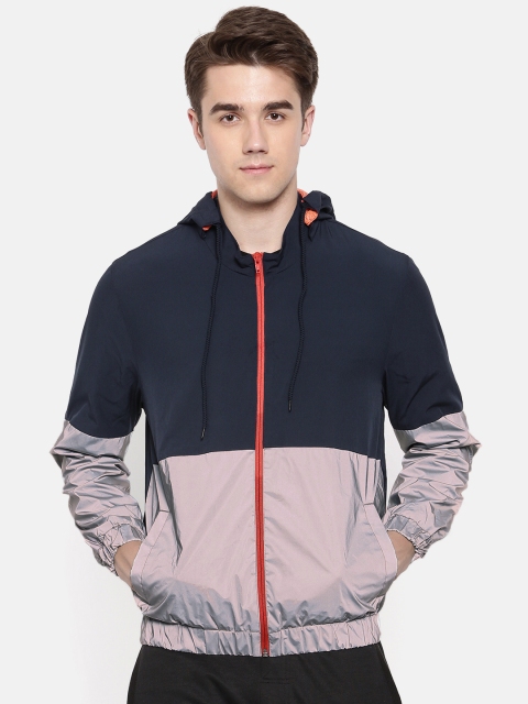 

SKULT by Shahid Kapoor Men Navy & Grey Colourblocked Bomber, Navy blue