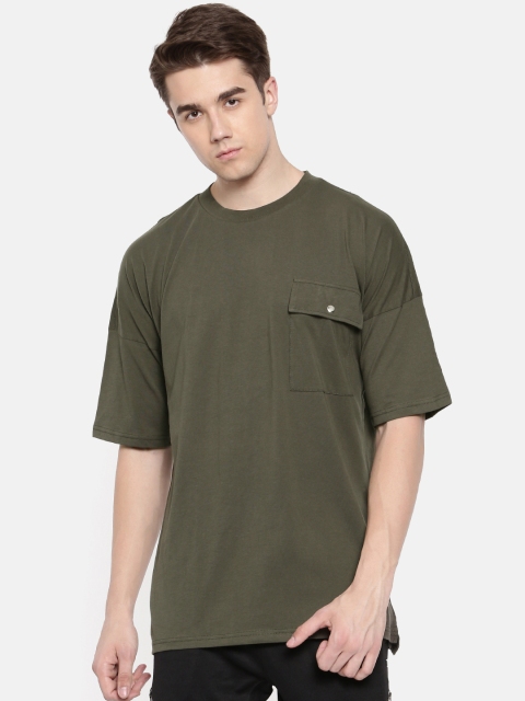 

SKULT by Shahid Kapoor Men Olive Green Solid Round Neck T-shirt