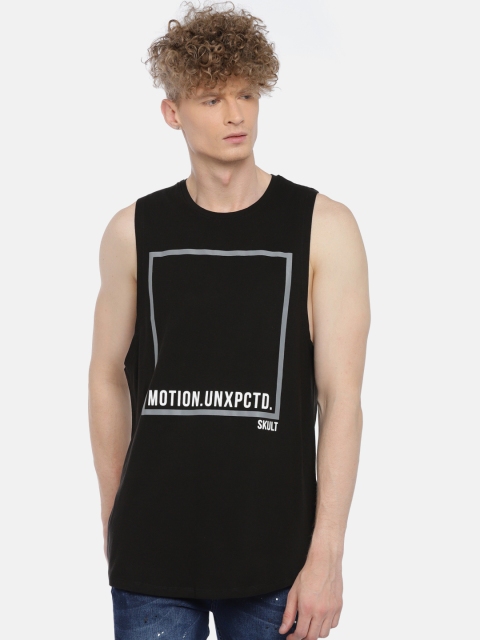 

SKULT by Shahid Kapoor Men Black Solid Round Neck Sleeveless T-shirt