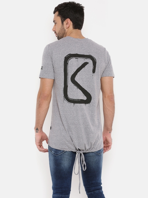 

SKULT by Shahid Kapoor Men Grey Melange Printed Round Neck T-shirt
