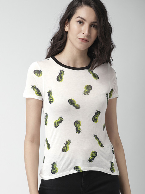 

FOREVER 21 Women White Printed T-shirt