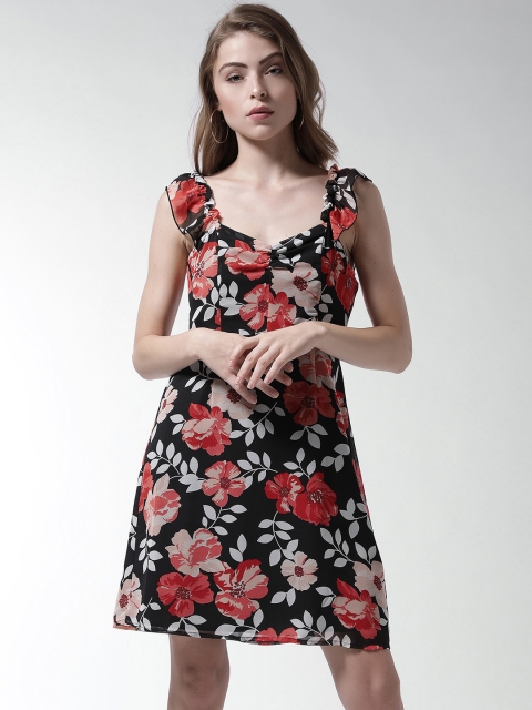 

FOREVER 21 Women Black & Red Printed Shift Dress