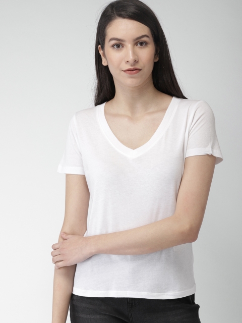 

FOREVER 21 Women White Solid Top