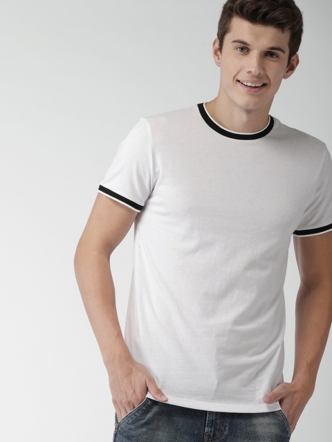 

FOREVER 21 Men White Solid Round Neck T-shirt