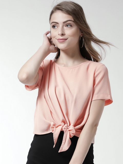 

FOREVER 21 Women Peach-Coloured Solid Top