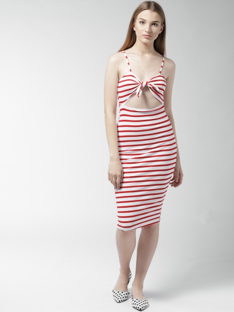 

FOREVER 21 Women White Striped Bodycon Dress