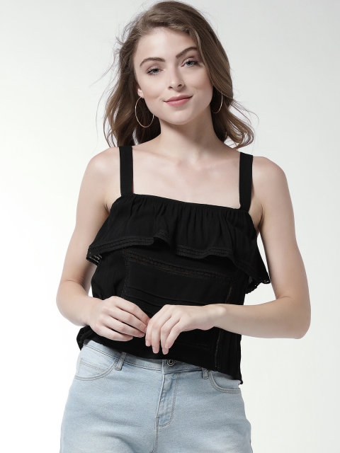 

FOREVER 21 Women Black Ruffled Top