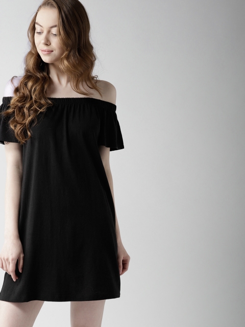 

FOREVER 21 Women Black Solid A-Line Dress