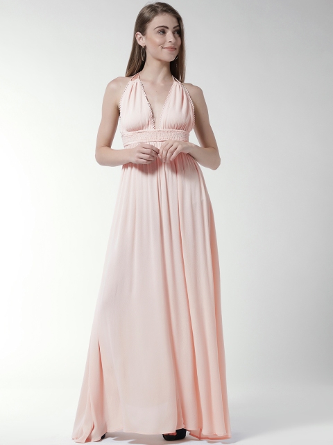 

FOREVER 21 Women Peach-Coloured Solid Maxi Dress