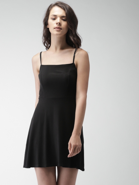 

FOREVER 21 Women Black Solid Fit and Flare Dress