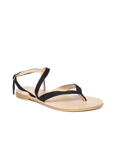 

FOREVER 21 Women Black Solid Open Toe Flats