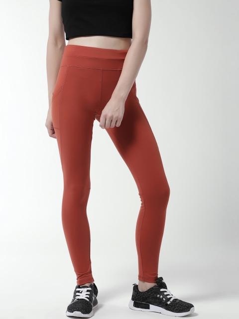 

FOREVER 21 Women Rust Orange Solid Tights