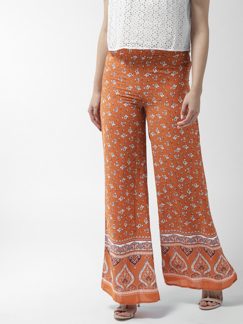 

FOREVER 21 Women Rust Orange Wide Leg Printed Palazzos