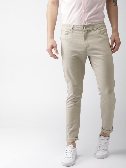 

FOREVER 21 Men Taupe Regular Fit Solid Chinos