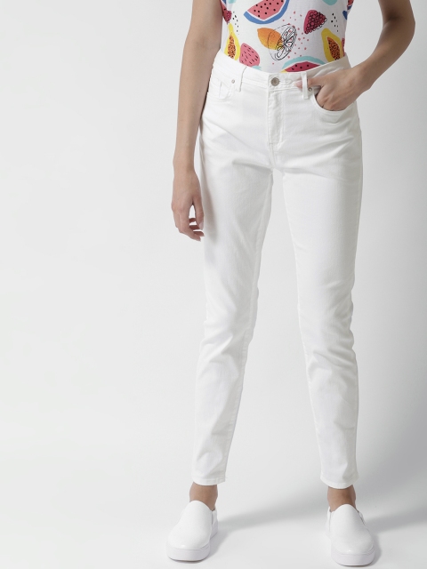 

FOREVER 21 Women White Regular Fit Mid-Rise Clean Look Stretchable Jeans