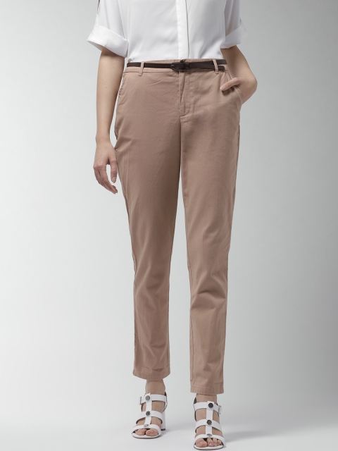 

FOREVER 21 Women Dusty Pink Regular Fit Solid Chinos