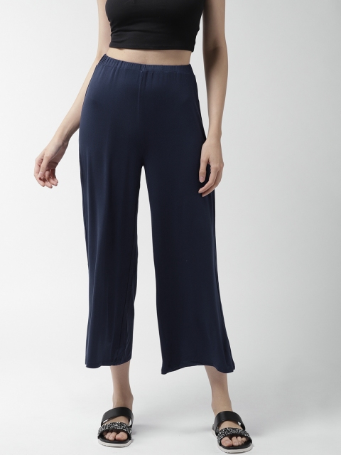 

FOREVER 21 Women Navy Blue Regular Fit Solid Culottes