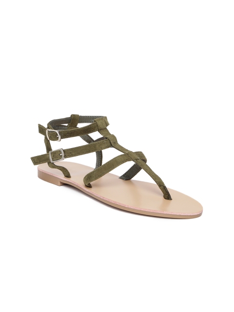 

FOREVER 21 Women Olive Green Solid Gladiators