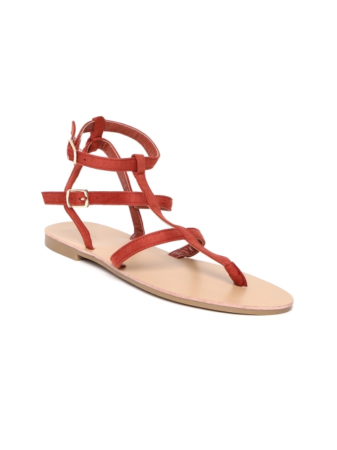 

FOREVER 21 Women Rust Red Solid Gladiators