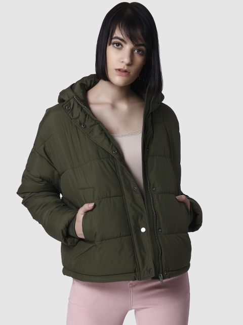 

Vero Moda Women Olive Green Solid Puffer Jacket