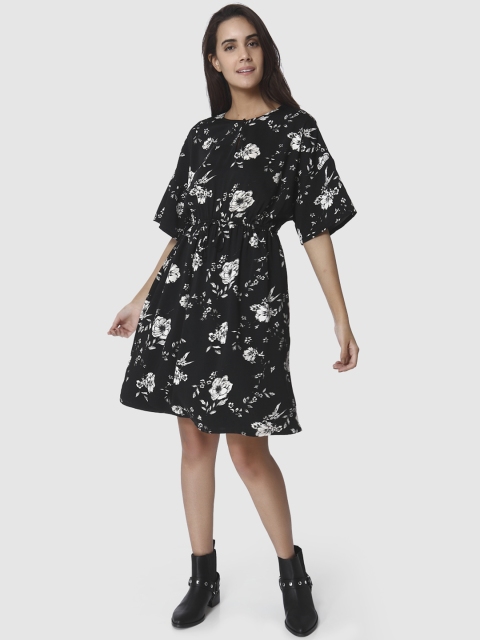 

Vero Moda Women Black Printed Fit and Flare Dress