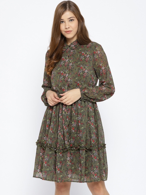 

Vero Moda Women Green Printed Shirt Dress