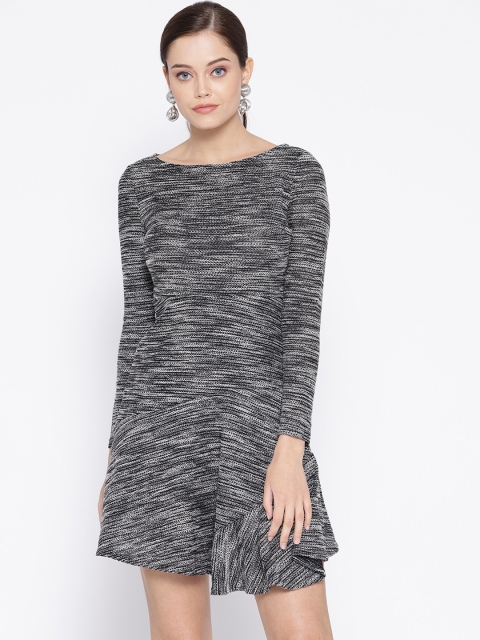 

Vero Moda Women Black & Off-White Self Design Mini A-Line Dress