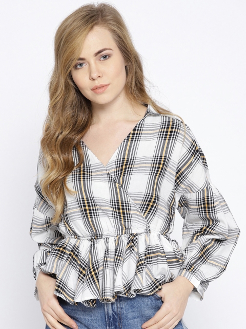 

Vero Moda Women White Checked Shirt Style Top