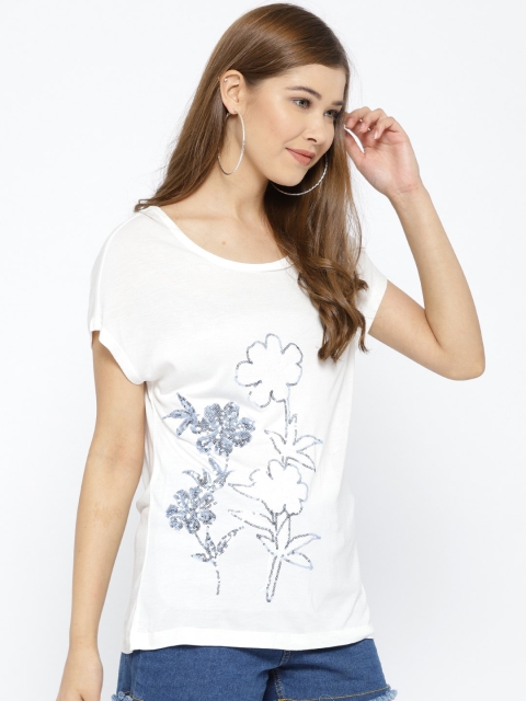 

Vero Moda Women White Self-Design Top