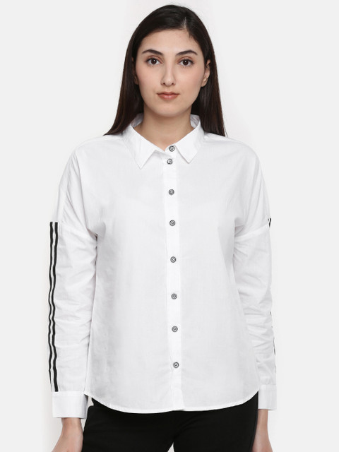 

Vero Moda Women White Regular Fit Solid Casual Shirt