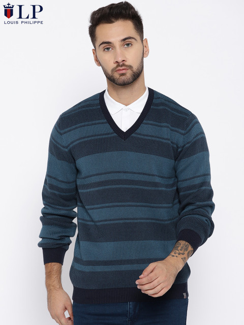 

Louis Philippe Sport Men Blue Striped Pullover