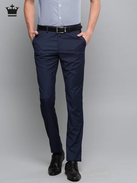 

Louis Philippe Men Navy Blue Super Slim Fit Solid Formal Trousers