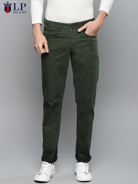 

Louis Philippe Jeans Men Olive Green Slim Fit Solid Chinos