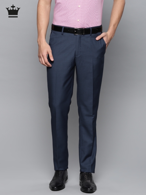 

Louis Philippe Men Navy Super Slim Fit Solid Formal Trousers, Navy blue