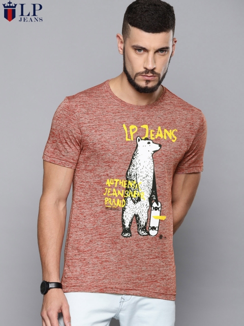 

Louis Philippe Jeans Men Rust Printed Round Neck T-shirt
