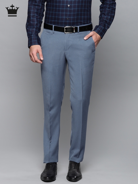 

Louis Philippe Men Blue Slim Fit Self Design Formal Trousers