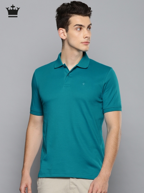 

Louis Philippe Men Sea Green Solid Polo Collar T-shirt