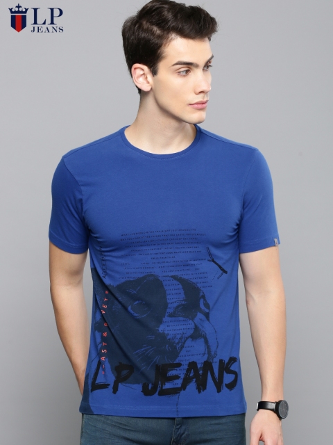 

Louis Philippe Jeans Men Blue Printed Round Neck T-shirt