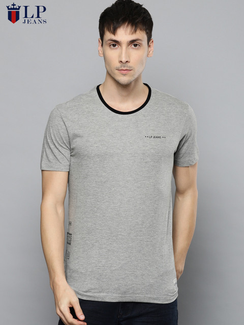 

Louis Philippe Jeans Men Grey Solid Round Neck T-shirt