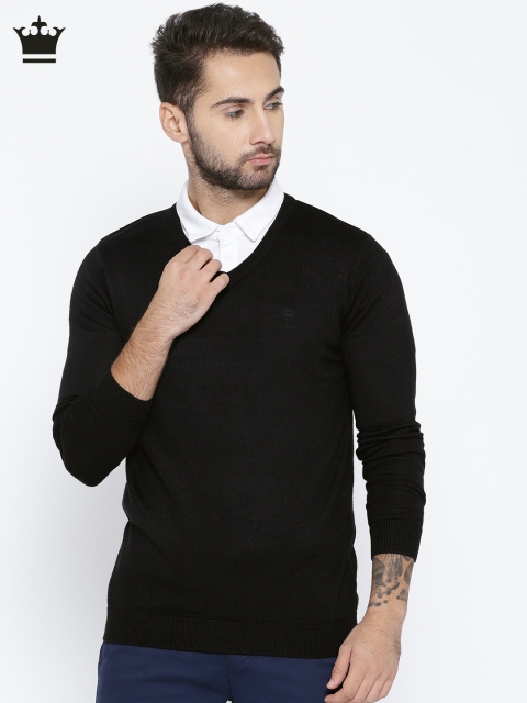 

Louis Philippe Men Black Solid Sweater