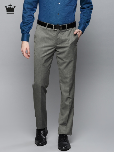 

Louis Philippe Men Grey Slim Fit Solid Formal Trousers