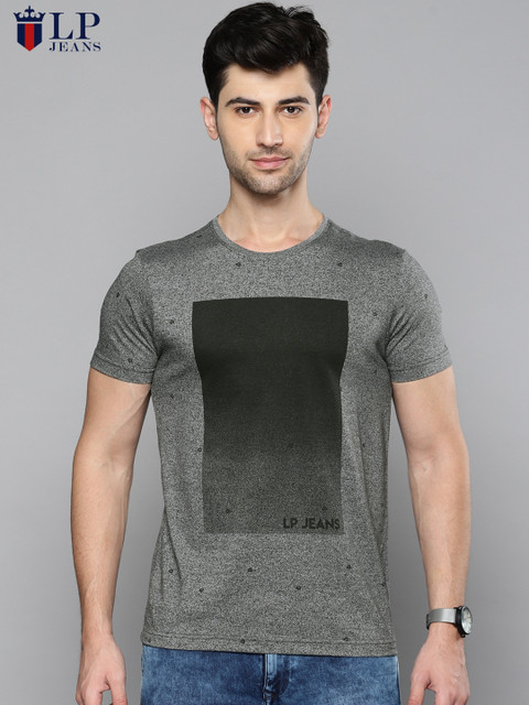 

Louis Philippe Jeans Men Grey Printed Round Neck T-shirt