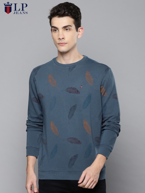 

Louis Philippe Jeans Men Blue Printed Sweatshirt